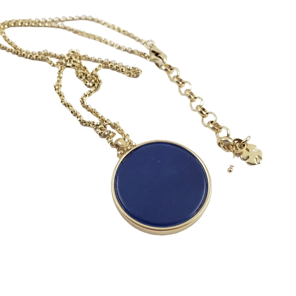 Lucky Brand reversible pendant necklace with flat blue stone + filigree details - Picture 2 of 7
